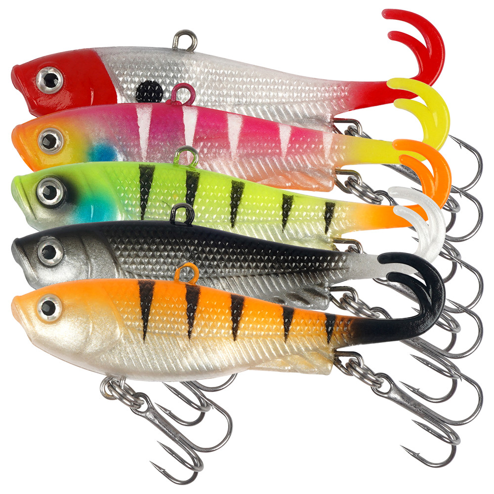 Jig Head Lure - 5Pcs Pre-Rigged Jig Head Wobbler Soft